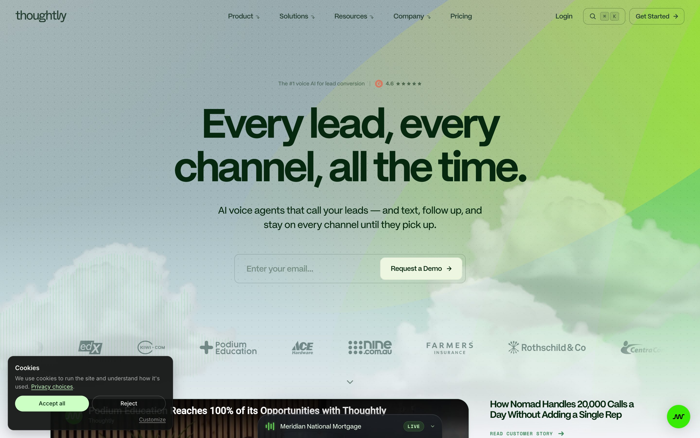 Screenshot of thoughtly.com captured for this review